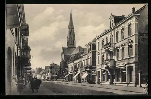 AK Offenburg, Hotel Offenburger Hof, Strassenpartie