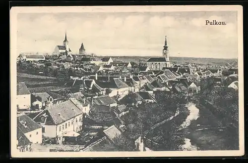 AK Pulkau, Ortsansicht aus der Vogelschau
