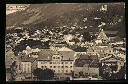 AK Schwaz, Totalansicht mit Gasthof Brücke