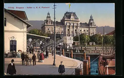 AK Bregenz, Hafen und k. k. Postamt