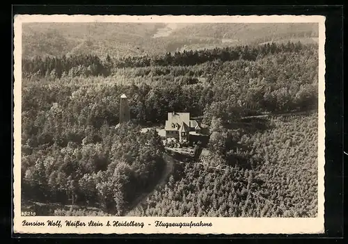 AK Heidelberg - Weisser Stein, Hotel-Pension Wolf als Fliegeraufnahme