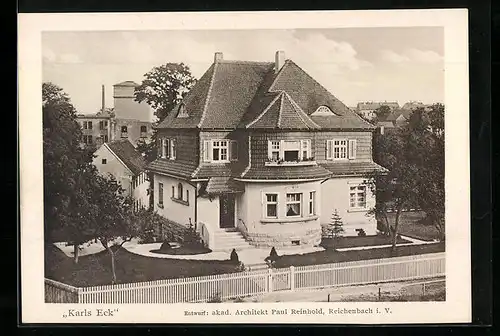 AK Reichenbach i. V., Villa Karkls Eck des Architekten Paul Reinhold