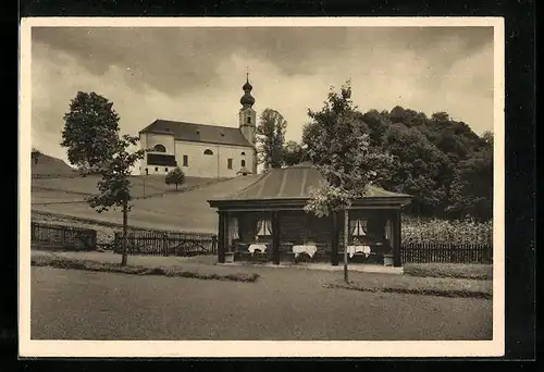 AK Ruhpolding /Obb., Spielplatz mit Salettl des St. Annahauses