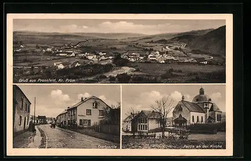 AK Pronsfeld, Kaufhaus Faber-Holper, Kirche
