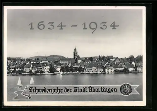 AK Überlingen, Festpostkarte Schwedenjahr der Stadt Überlingen 1634-1934, Teilansicht