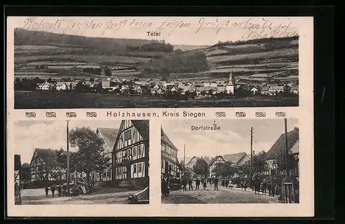 AK Holzhausen /Kreis Siegen, Totalansicht, Ortspartie, Dorfstrasse