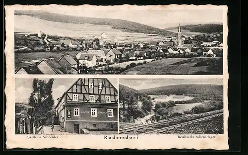 AK Rudersdorf /Kr. Siegen, Gasthaus Th. Schneider, RAD-Lager, Teilansicht