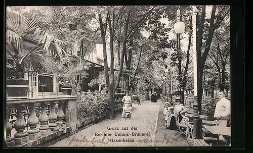 AK Berlin, Gasthaus Berliner Unions-Brauerei, Strasse Hasenheide