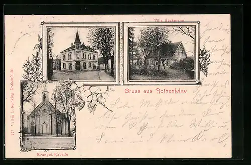 AK Rothenfelde, Villa Hackmann, Evangelische Kapelle, Gebäudeansicht