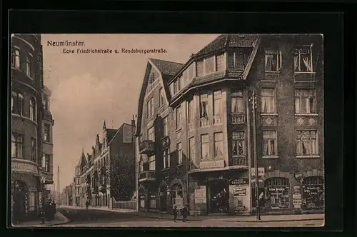 AK Neumünster, Bahnhofs-Cafe Ecke Friedrichstrasse und Rendsburgerstrasse