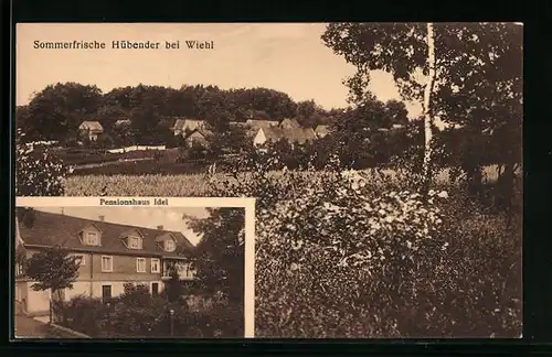 AK Hübender bei Wiehl, Pensionshaus Idel, Ortspartie