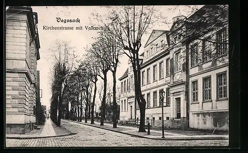 AK Vegesack, Kirchenstrasse mit Volksschule