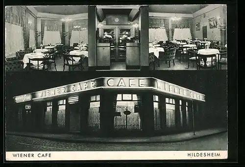 AK Hildesheim, Wiener Cafe, Nachtbeleuchtung