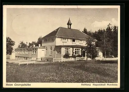 AK Pforzheim-Hagenschiess, Heim Georgshöhe, Siedlung Hagenschiess