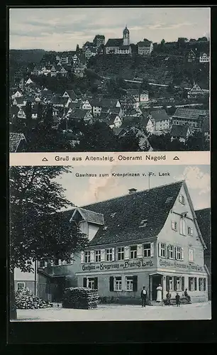 AK Altensteig bei Nagold, Ortsansicht, Gasthaus zum Kronprinzen von Fr. Lenk