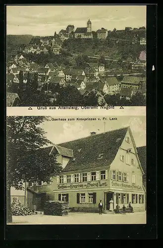 AK Altensteig bei Nagold, Ortsansicht, Gasthaus zum Kronprinzen von Fr. Lenk