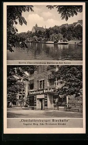 AK Berlin-Charlottenburg, Charlottenburger Bierhalle, Tegelerweg 13 Ecke Mindener Strasse