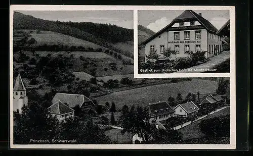 AK Prinzbach /Schwarzwald, Gasthof zum Badischen Hof, Bes.: Moritz Stölker, Ortsansicht