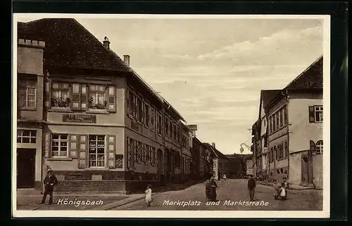 AK Königsbach, Marktplatz und Marktstrasse