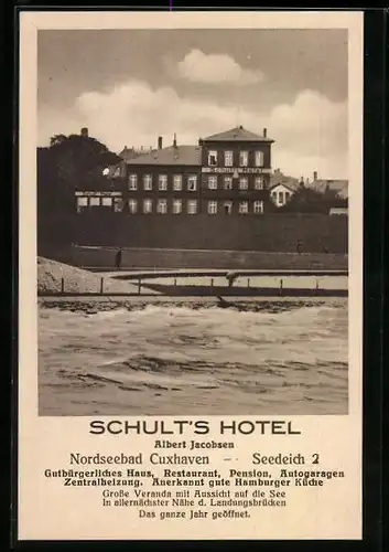 AK Cuxhaven, Schults Hotel, Seedeich 2