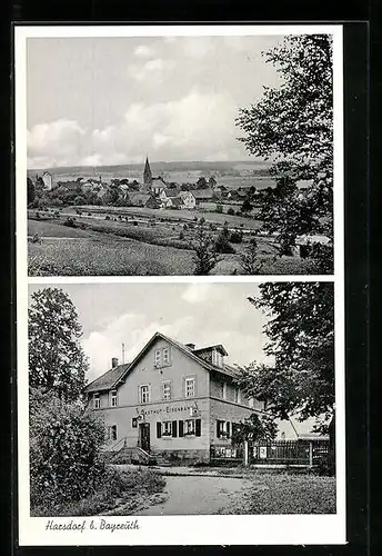 AK Harsdorf b. Bayreuth, Gasthof zur Eisenbahn, Teilansicht