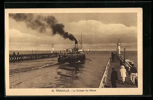 AK Trouville, Le Bateau du Hâvre, Hafen