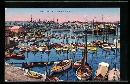 AK Toulon, Vue sur le Port, Hafen