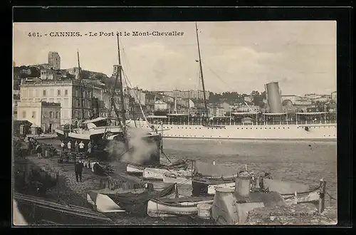 AK Cannes, Le Port et le Mont-Chevalier, Hafen