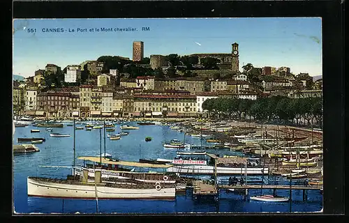 AK Cannes, Le Port et le Mont chevalier, Hafen