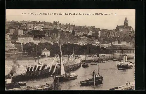 AK Boulogne-sur-Mer, Le Port et le Quartier St-Pierre, Hafen