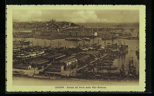 AK Genova, Veduta del Porto dalla Villa Rosazza, Hafen