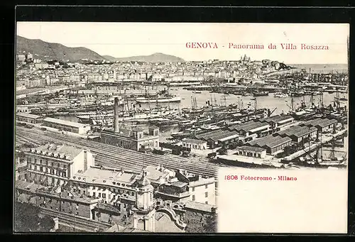 AK Genova, Panorama da Villa Rosazza, Hafenansicht
