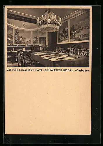 AK Wiesbaden, Der stille Lesesaal im Hotel Schwarzer Bock