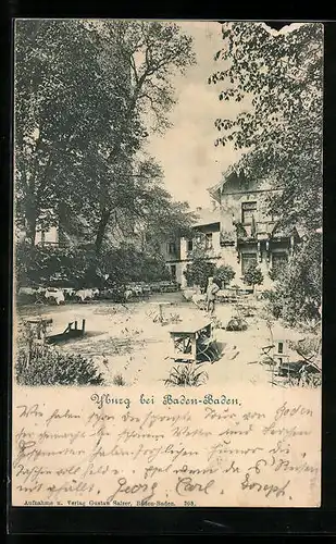 AK Yburg / Baden-Baden, Terrasse einer Gaststätte