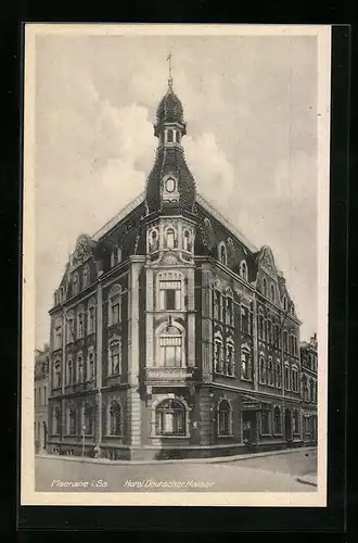 AK Meerane / Sachsen, Strassenpartie am Hotel Deutscher Kaiser