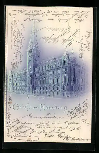 Präge-AK Hamburg, Blick auf das Rathaus