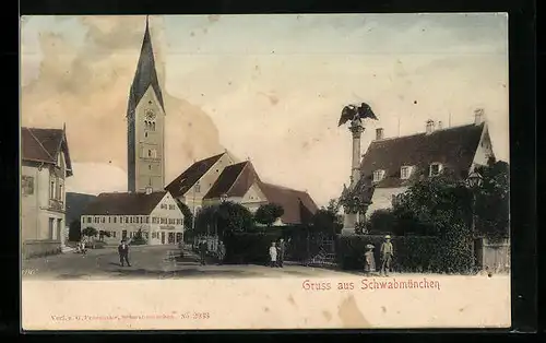 AK Schwabmünchen, Ortspartie mit Kirche