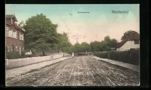 AK Gleschendorf, Blick zur Dorfstrasse