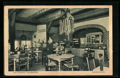 AK Klingberg, Innenansicht des Gasthauses Waldschänke