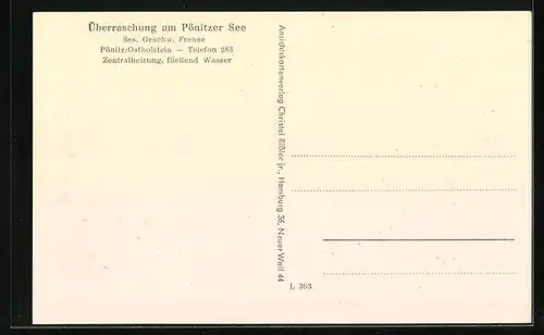 AK Pönitz /Ostholstein, Überraschung am Pönitzer See, Bes.: Geschw. Frehse