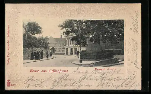 AK Kellinghusen, Partie am Denkmal 1870 /71