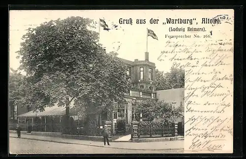 AK Hamburg-Altona, Gruss aus dem Gasthaus Wartburg, Bes. Ludwig Reimers