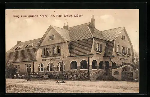 AK Möser, Gasthaus Krug zum grünen Kranz, Inh. Paul Deise