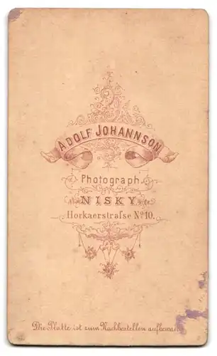 Fotografie Adolf Johannson, Nisky, Horkaerstr. 10, Elegant gekleideter Herr mit Vollbart