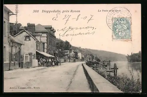 AK Dieppedalle, La Poste et le Quai