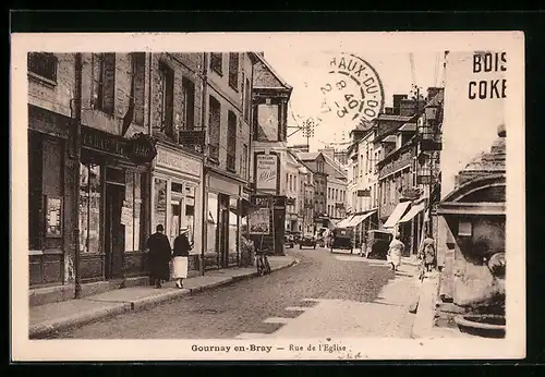 AK Gournay-en-Bray, Rue de l`Eglise, Strassenpartie