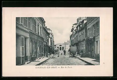 AK Gournay-en-Bray, Rue de Paris, Strassenpartie