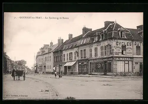 AK Gournay-en-Bray, Le Faubourg de Rouen