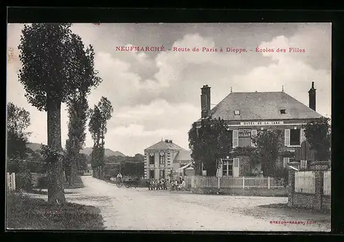 AK Neufmarché, Route de Paris à Dieppe, Écoles des Filles