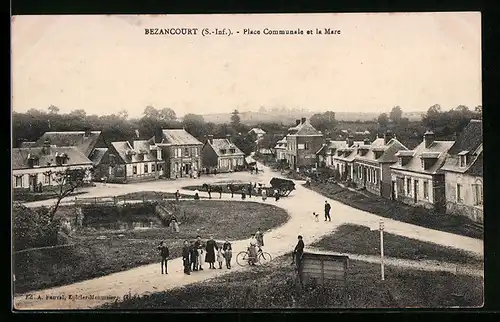 AK Bezancourt, Place Communale et la Mare